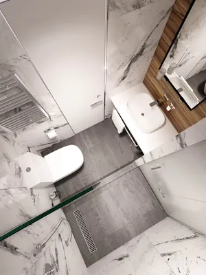 Душ и туалет в маленьком помещении - 60 фото