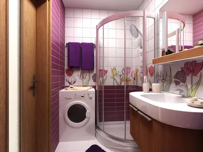 Современный дизайн ванной комнаты маленького размера с душевой кабиной в  панельном доме
