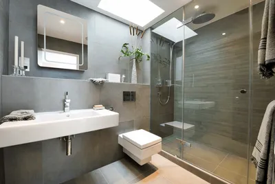 Интерьер ванной комнаты с душевой кабиной совмещенной с туалетом: фото,  идеи 2020 года