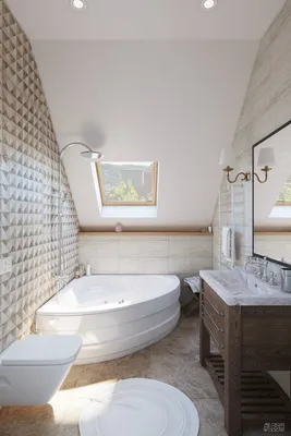Современный дизайн частного дома 114 метров | Студия LESH (ванная комната  на мансарде, современный стиль) | Дом, Ванные мечты, Ванная стиль