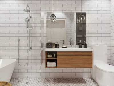 Ванная комната сканди - 69 фото