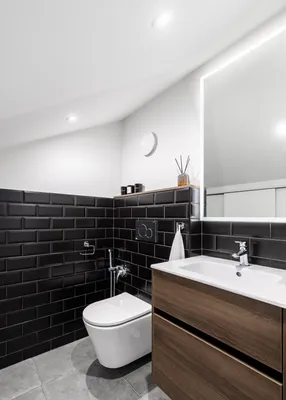 Туалеты в современном стиле с полом из керамогранита – 135 лучших фото-идей  дизайна интерьера туалета | Houzz Россия