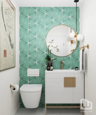Туалеты с зеленой плиткой – 135 лучших фото-идей дизайна интерьера туалета  | Houzz Россия