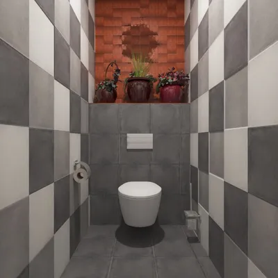 Туалет 1.9 м², стиль Эклектика: купить готовый дизайн-проект туалета в  стиле \"Эклектика\" для жк \"современный\" - ReRooms