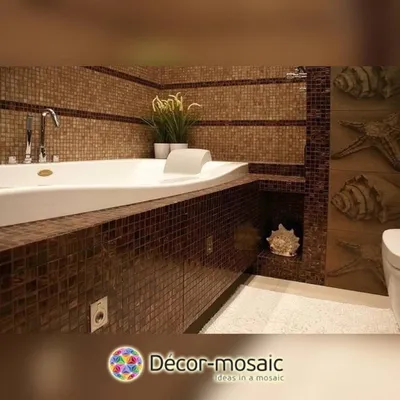 Бордюр из мозаики в ванной - 59 фото