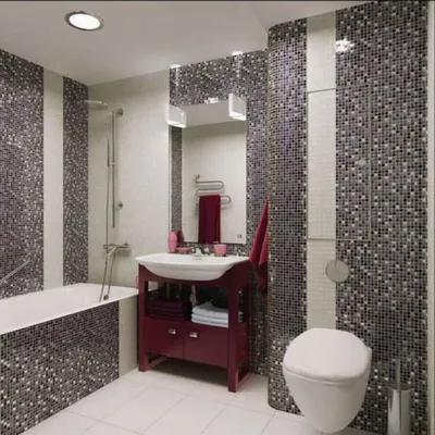 Сочетание плитки и мозаики в ванной - 58 фото