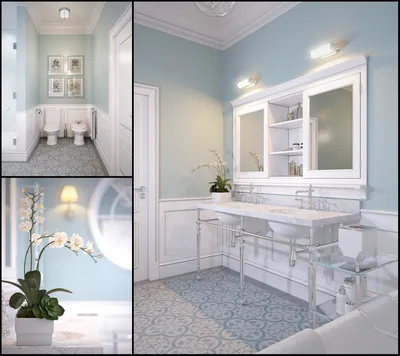 Визуализация ванной комнаты в стиле американской классики - Работа из  галереи 3D Моделей