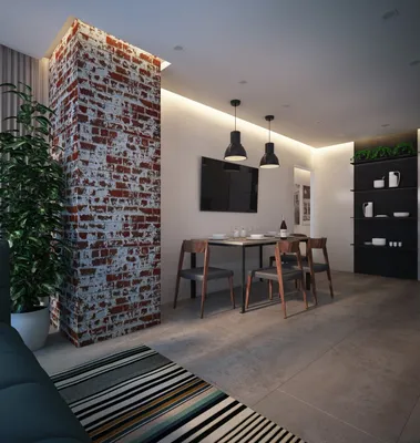 Интерьер квартиры в стиле лофт | Дизайн-студия CORNER