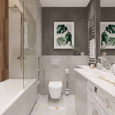 Дизайн ванной комнаты с туалетом 4,2 кв.м - готовые идеи Cersanit (фото,  подборка товаров, расчет цены)
