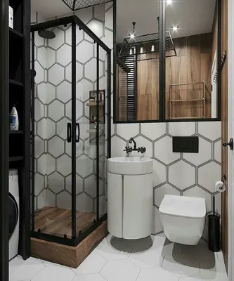 Маленькая ванная комната с душевой кабиной - 70 фото