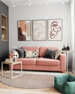 Интерьер нежной гостиной с розовым диваном Morti — фабрика современной  дизайнерской мебели SKDESIGN