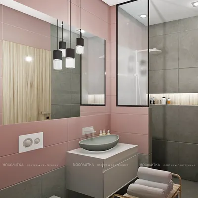 Дизайн Совмещённый санузел в стиле Современный в розовым цвете №12317