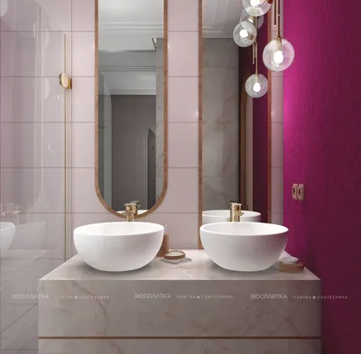 Дизайн Совмещённый санузел в стиле Неоклассика в розовым цвете №12913