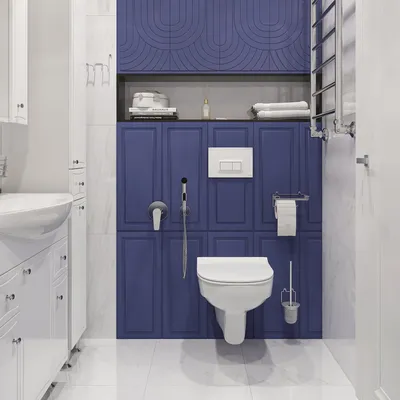 Совмещенный санузел с ванной (3,9 м2) в классическом стиле с элементами  ар-деко - дизайн проект от Сантехники-Онлайн
