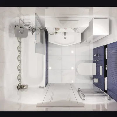 Совмещенный санузел с ванной (3,9 м2) в классическом стиле с элементами  ар-деко - дизайн проект от Сантехники-Онлайн
