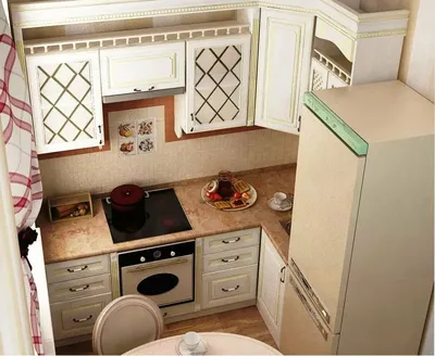 Дизайн кухни в хрущевке с холодильником - 59 фото