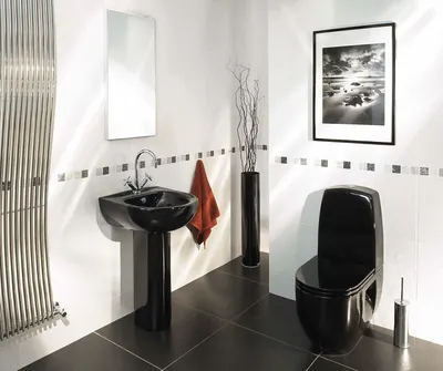 Чёрно-белый интерьер: эффектный дизайн туалета — лучшие идеи | Дизайн и  интерьер