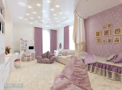 Дизайн-проект большой детской комнаты 30 кв. м для двух девочек | Студия  Дениса Серова