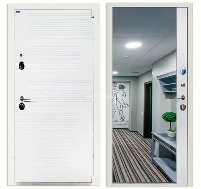 Входная дверь с зеркалом белая PD-4886 – купить по выгодной цене | Профдверь