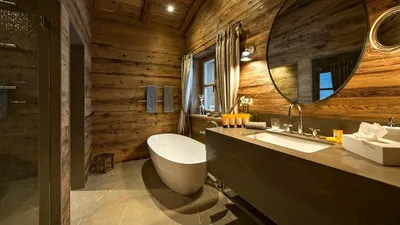 Ванная комната в стиле шале: характерные черты и особенности