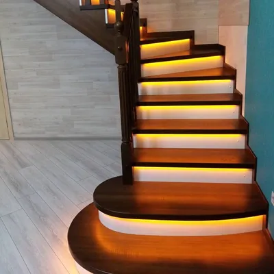Деревянная лестница с подсветкой | Деревянная лестница, Лестница, Дизайн  лестницы