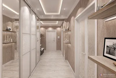 Дизайн длинного коридора в трехкомнатной квартире - 69 фото