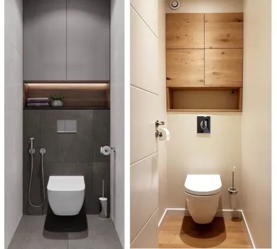 Дизайн маленького туалета с подвесным унитазом - 64 фото