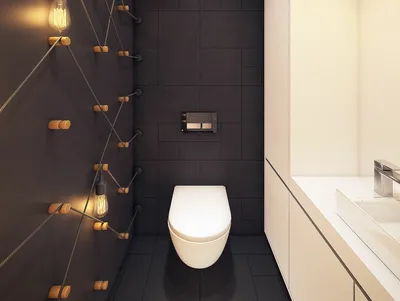 Дизайн маленького туалета 2, 3 кв. м. в современной классике. Подвесной  унитаз | Bathroom design, Bathroom, Glass tile bathroom