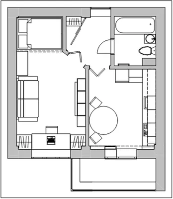 Планировка и дизайн однокомнатной квартиры 37 кв м