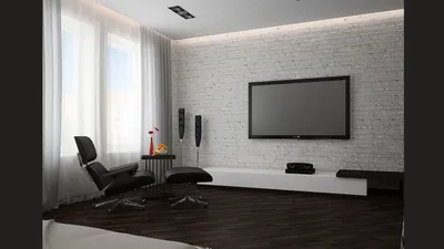 Телевизор на стене в интерьере - 65 фото