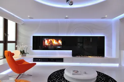 Телевизор на черной стене с подсветкой | Living room design modern,  Minimalist apartment interior, Futuristic interior