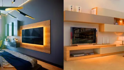 Как красиво разместить телевизор на стене в гостиной или на кухне |  Современная спальня, Дизайнерские гостиные, Телестены