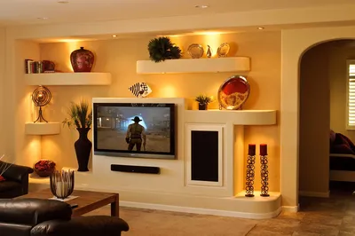 Как красиво разместить телевизор на стене в гостиной или на кухне | Дизайн  интерьера | Дзен