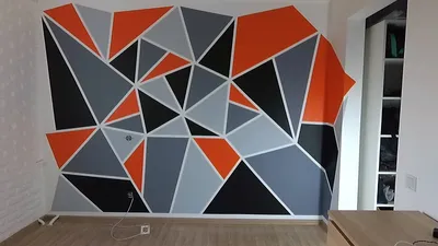 An interesting solution to renovate! Geometric wall painting. - YouTube