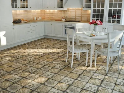 Дизайн плитки на кухне: выбор материала для напольного покрытия