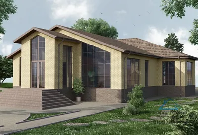 Дизайн проект одноэтажного дома с террасой из блоков 03-96 🏠 | СтройДизайн