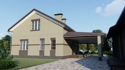 Проект дома с навесом для машины и террасой 190 м.кв. 🏠 | СтройДизайн