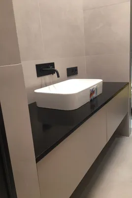 Столешница для ванной комнаты из акрила Hanex M-007 Black купить в Москве у  производителя | Elite-stone