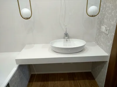 Парящая столешница в ванной комнате, ванные комнаты, мебель для ванной —  Идеи ремонта