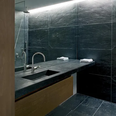 15 примеров каменных столешниц с зеркалом в ванной