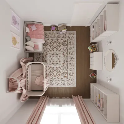 Интерьер детских комнат для 2 девочек: 5 лет и новорожденной - Vizdome Space