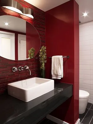 Бордовая ванная комната - 66 фото