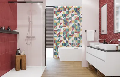Красно-белый дизайн ванной комнаты » Картинки и фотографии дизайна квартир,  домов, коттеджей