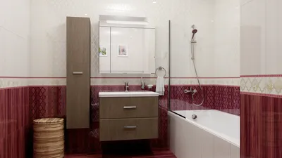 Бордовая плитка для ванной - 60 фото