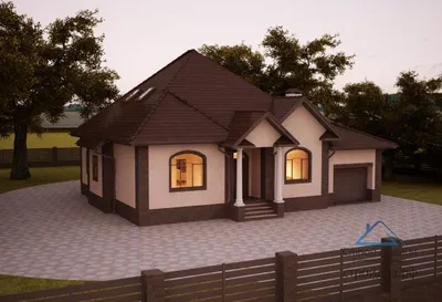 Проект одноэтажного дома с мансардой, гаражом 00-97 🏠 | СтройДизайн