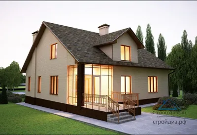 Проект одноэтажного дома с мансардой, террасой и гаражом 03-05 🏠 |  СтройДизайн