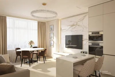 Разработка дизайн-проекта интерьера квартиры в светлых тонах в современном  стиле.