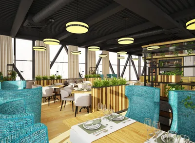 Дизайн интерьера кафе Sky Lounge в городе Калуга