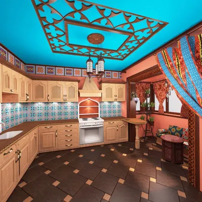 Дизайн интерьера небольшой кухни в восточном стиле