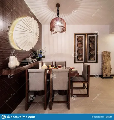 Элегантный и простой дизайн интерьера домашней столовой в восточном тайском  стиле выполнен в стиле \"земля\". Стоковое Изображение - изображение  насчитывающей ð¿oð», ñˆð¸ðºð°ñ€ð½o: 161525109